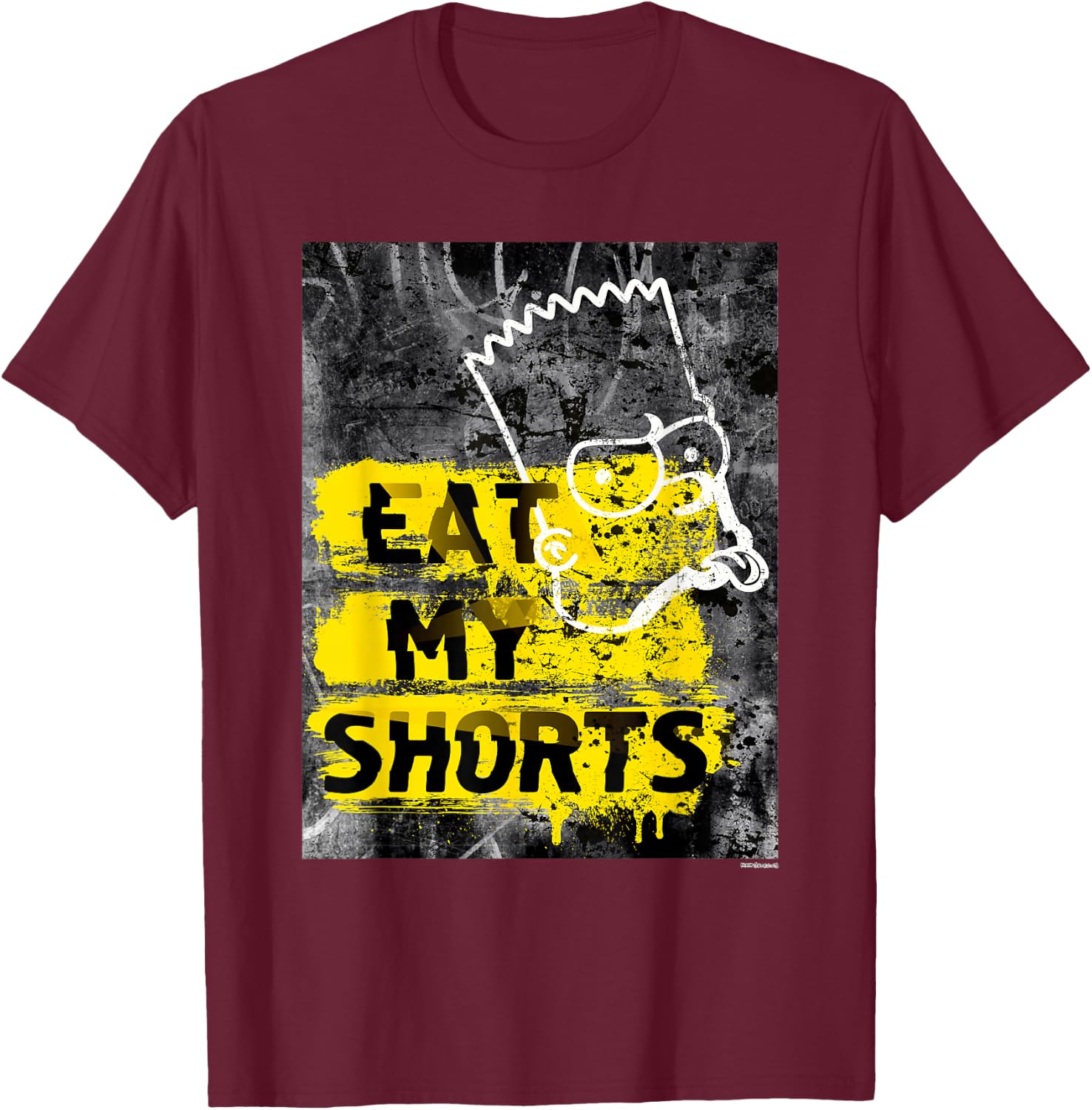 The Simpsons Bart Simpson Eat My Shorts Graffiti T-Shirt - T-Shirt | Maroon