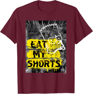 The Simpsons Bart Simpson Eat My Shorts Graffiti T-Shirt - T-Shirt | Maroon