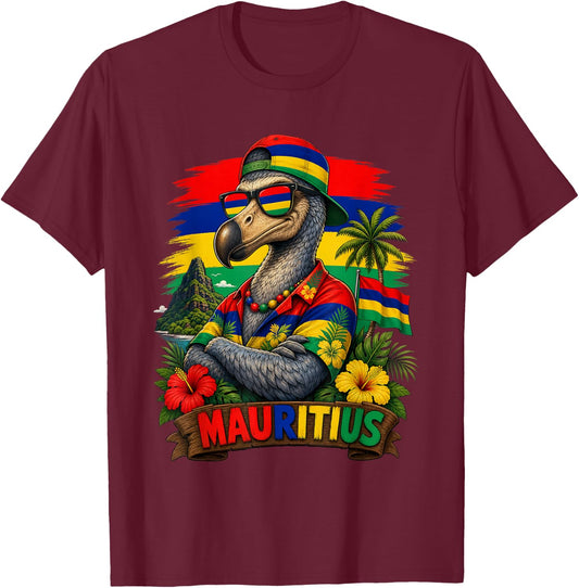 National Pride Mauritius Dodo Flag T-Shirt - T-Shirt | Maroon