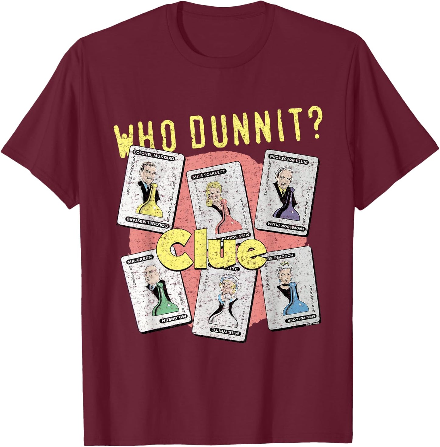 Clue Clue to Who Dunnit T-Shirt - T-Shirt | Maroon