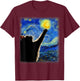 Van Gogh Starry Night Cat - Classic Fit, Cat Lover/Mom/Dad Gift, Black T-Shirt - T-Shirt | Maroon