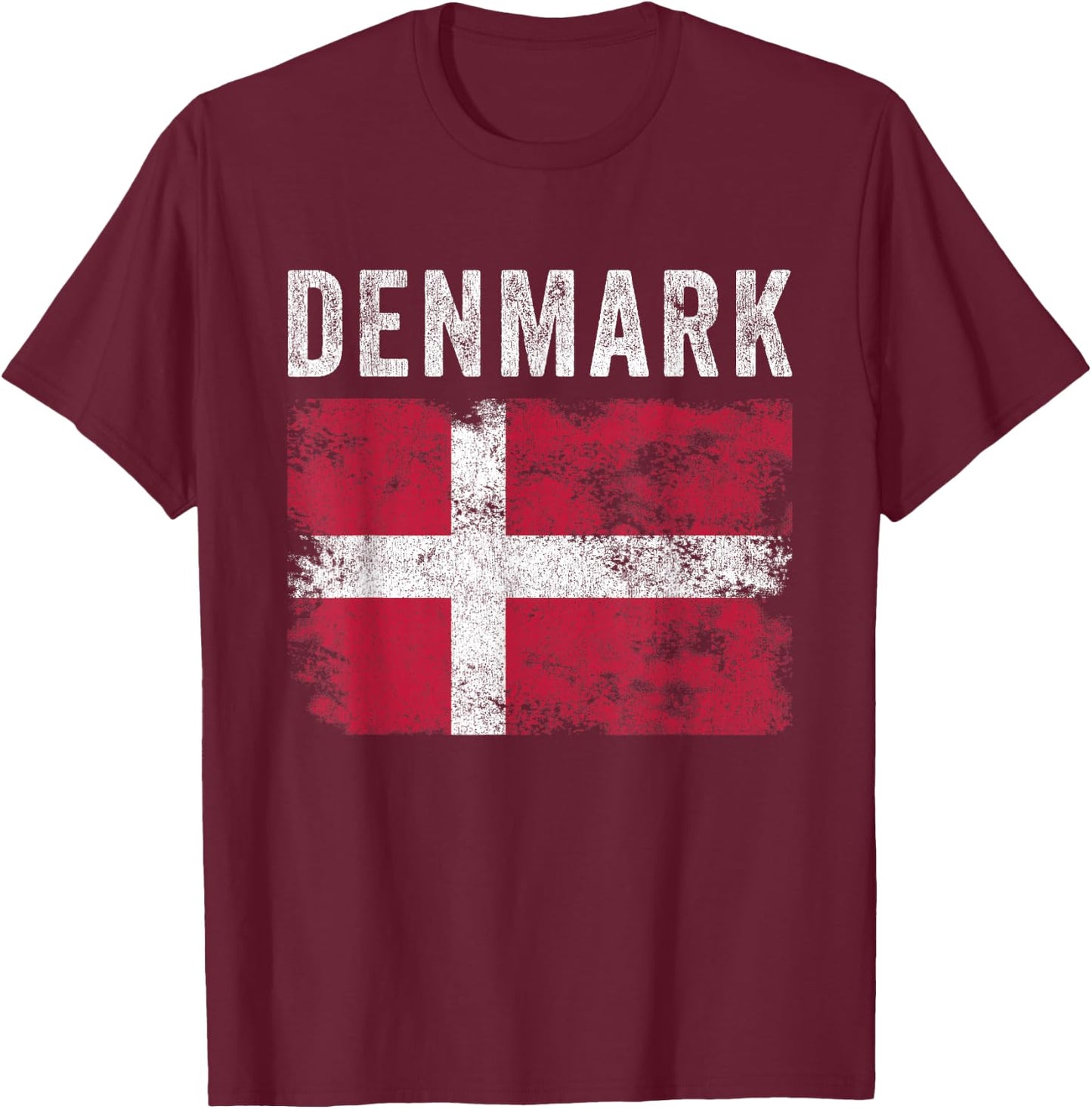Denmark Flag Distressed - Men Women Kids - Danish Flag T-Shirt - T-Shirt | Maroon