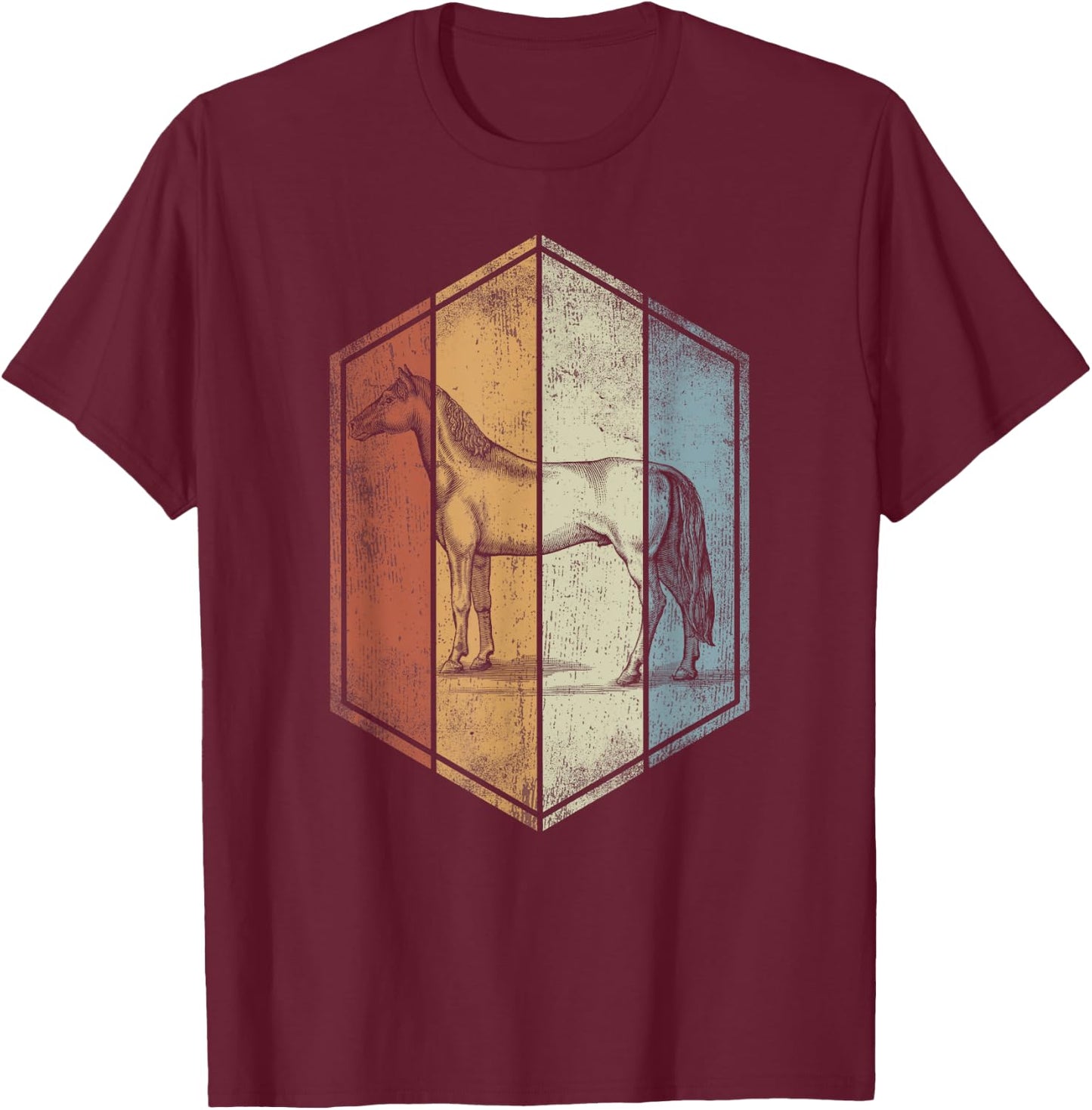 Horse Retro Vintage Style Horse Lover T-Shirt - T-Shirt | Maroon