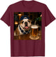 English Bulldog Drinking Beer Funny Dog Meme T-Shirt - T-Shirt | Maroon