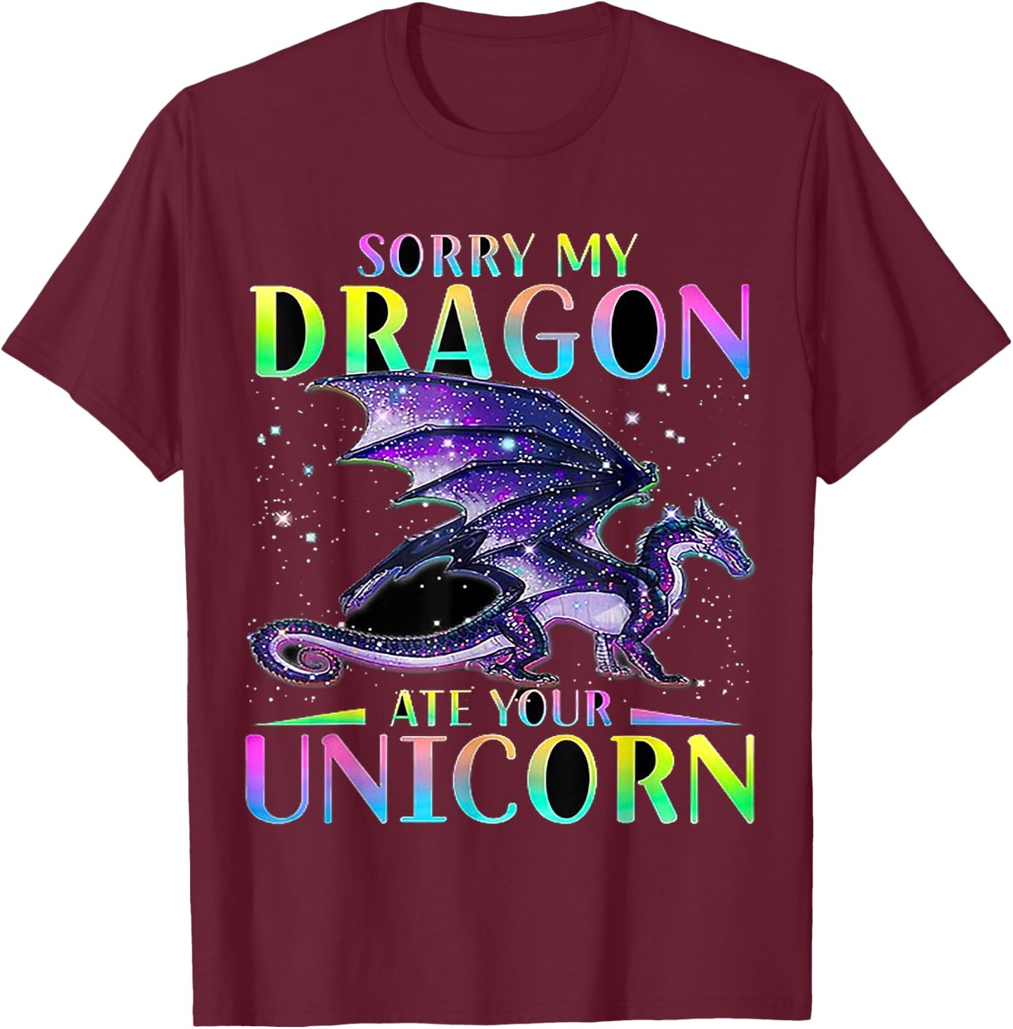 My Dragon Eat Your Unicorn T-Shirt - T-Shirt | Maroon