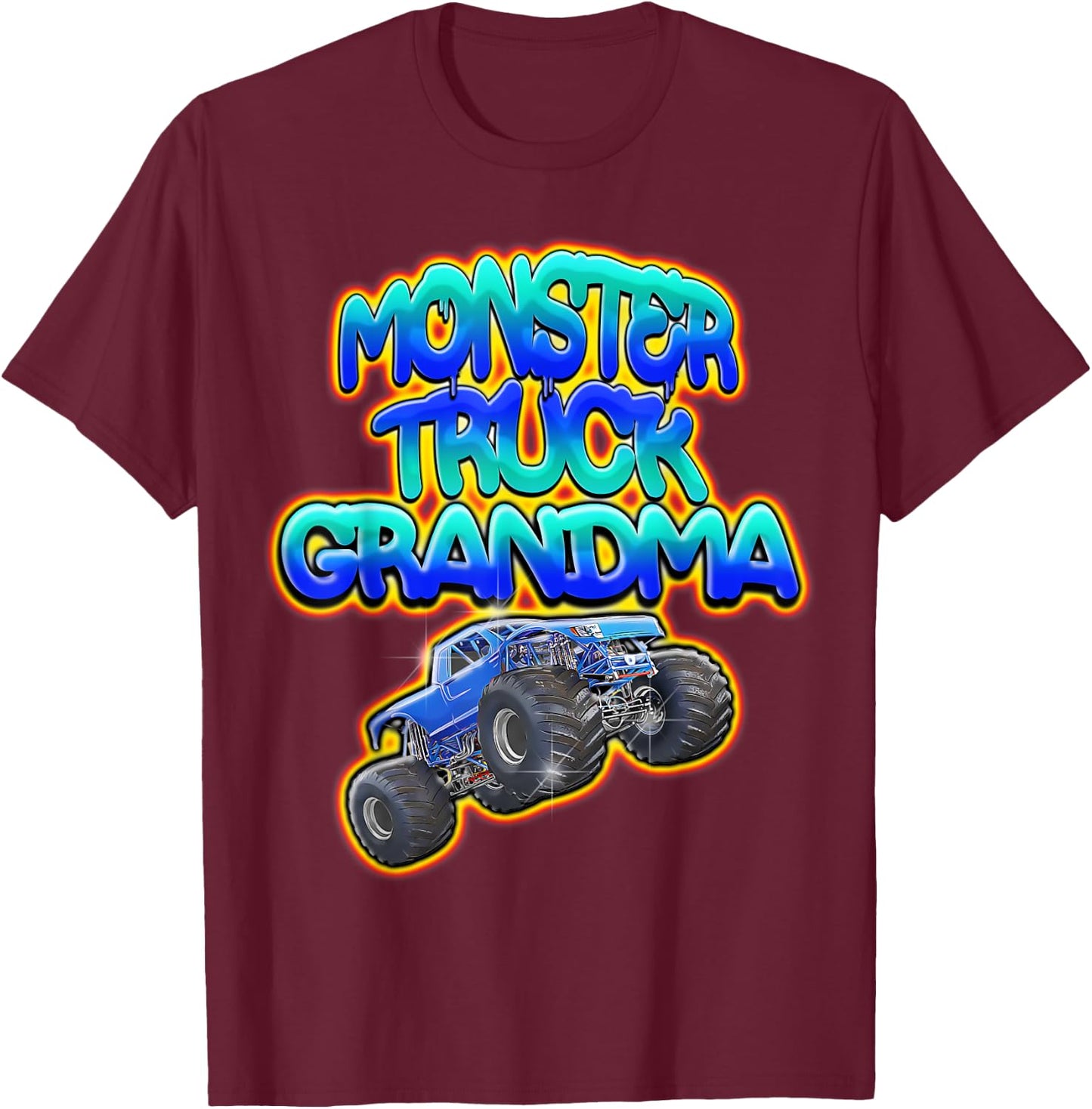 Monster Truck Grandma Graffiti Style T-Shirt - T-Shirt | Maroon