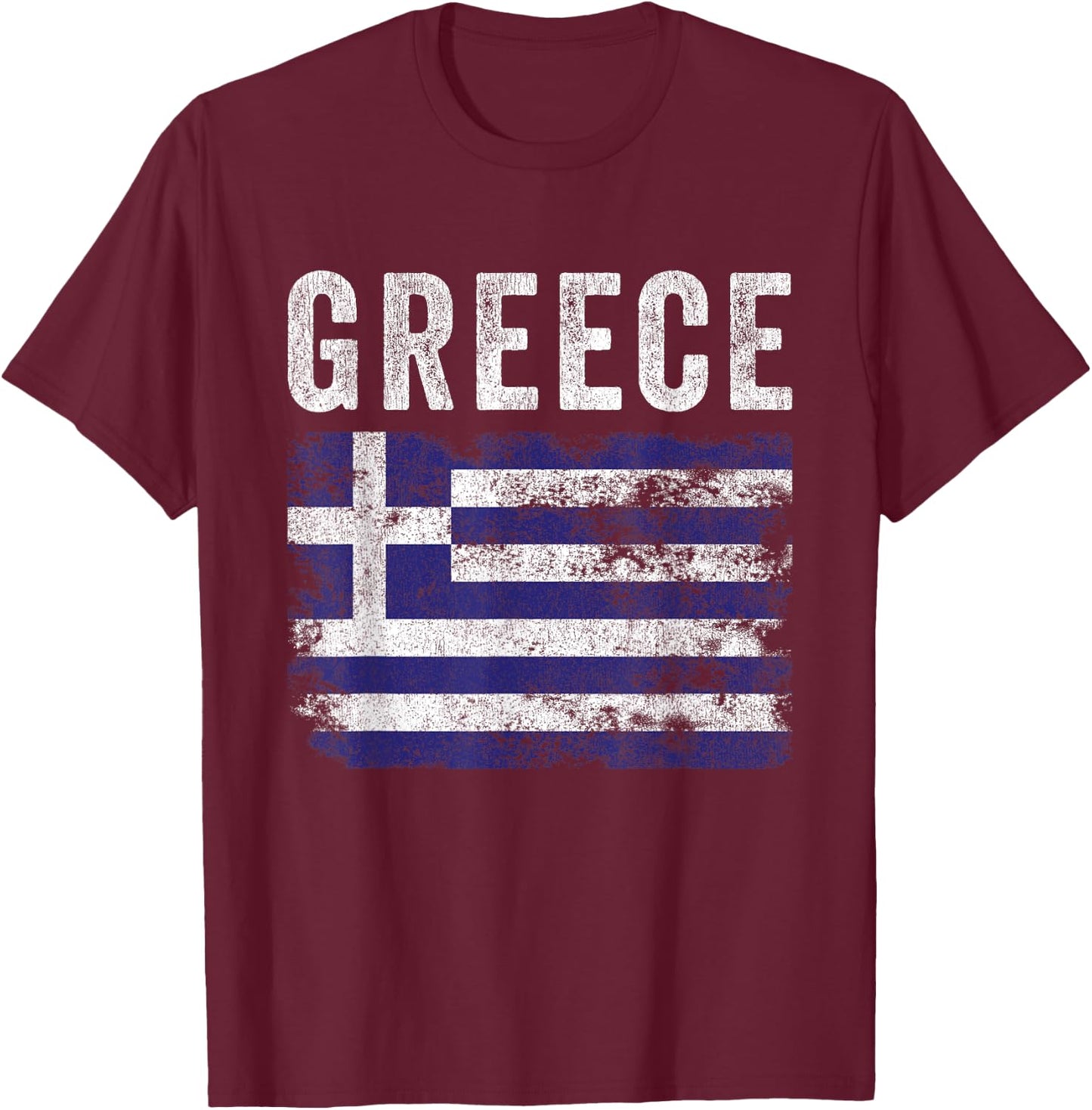 Greece Flag Distressed - Men Women Kids - Greek Flag T-Shirt - T-Shirt | Maroon