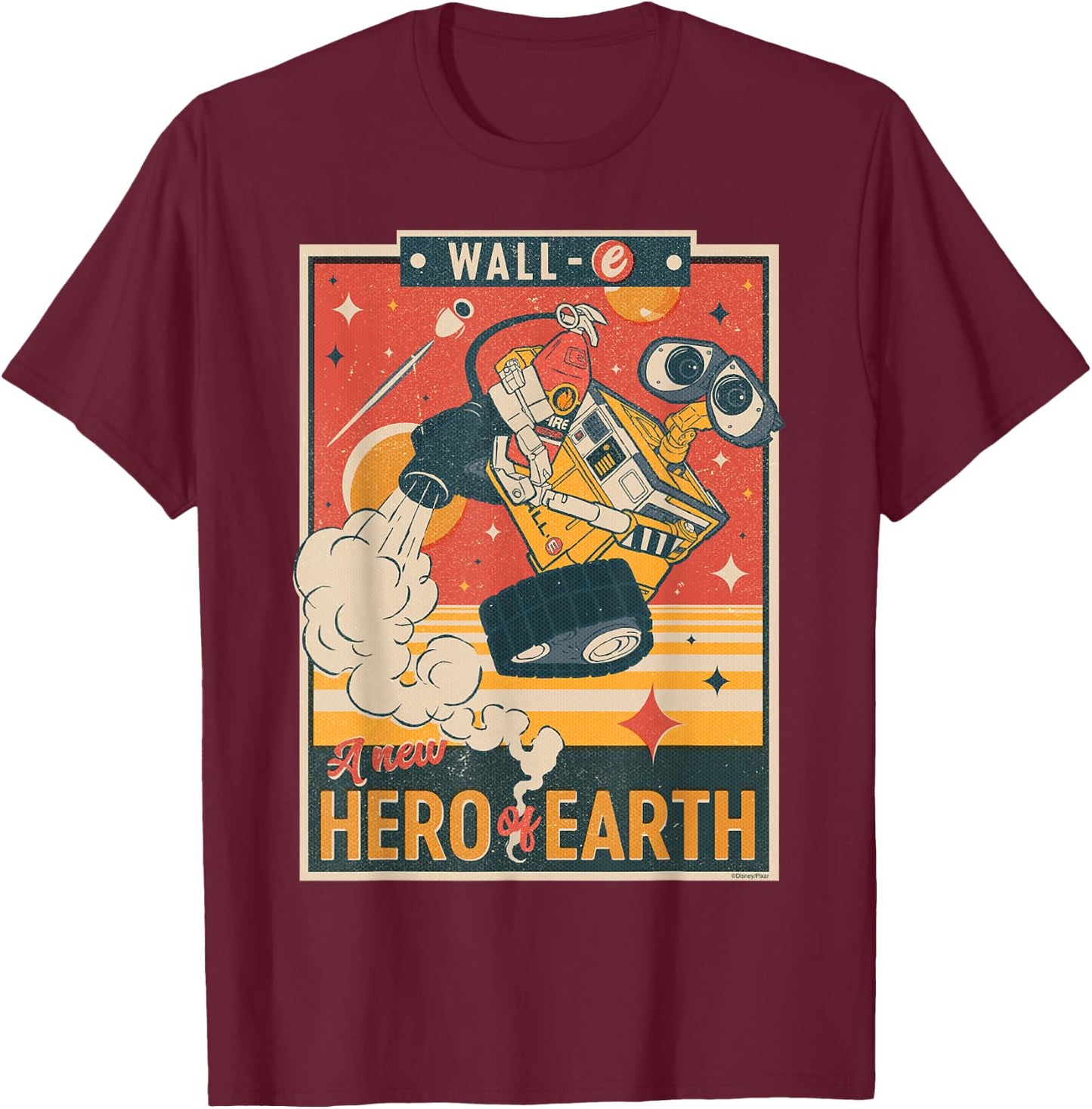 Disney and Pixar’s Wall-E A New Hero of Earth Small T-Shirt - T-Shirt | Maroon