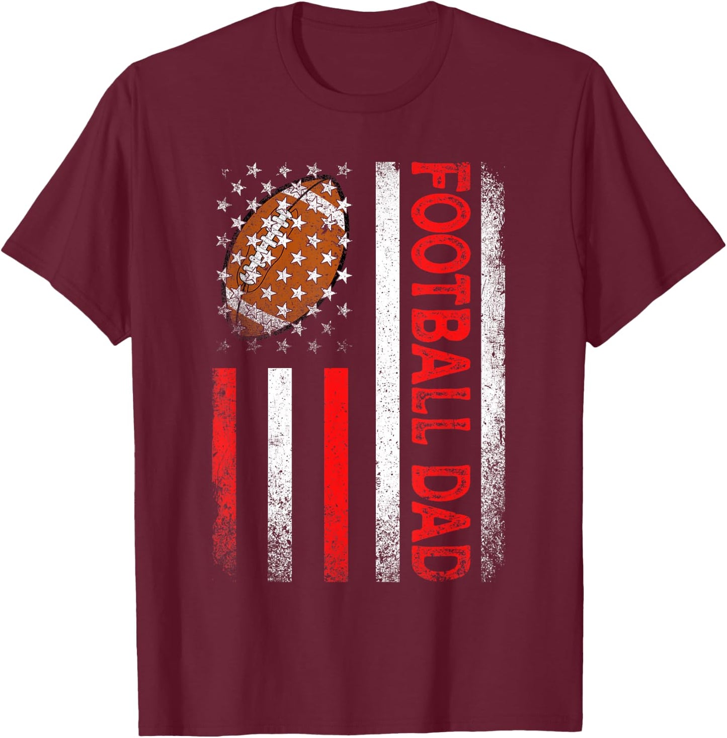 Classic Retro American Flag Football Dad Men Father's Day T-Shirt - T-Shirt | Maroon