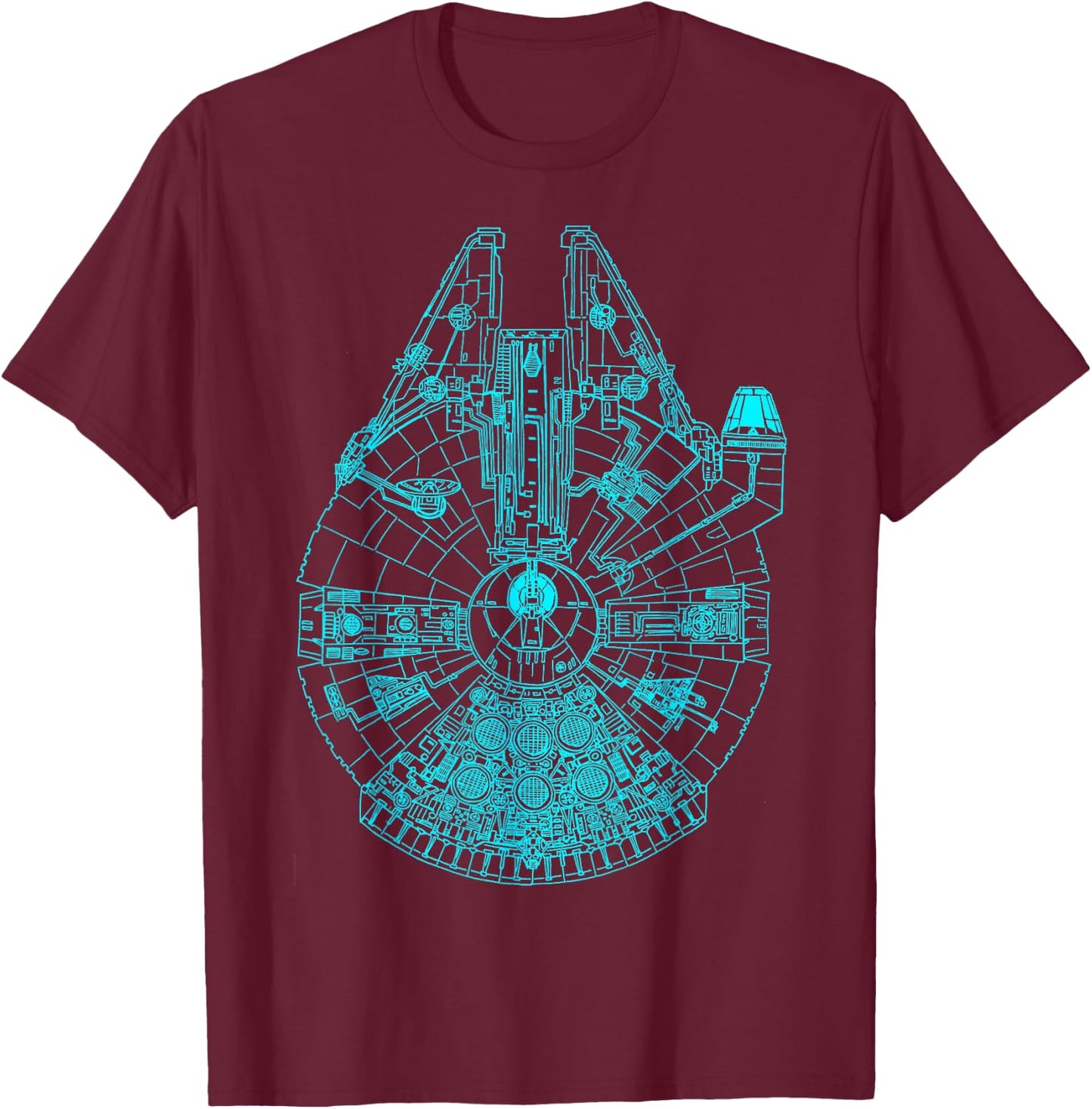 Star Wars Millennium Falcon Teal Details Graphic T-Shirt - T-Shirt | Maroon