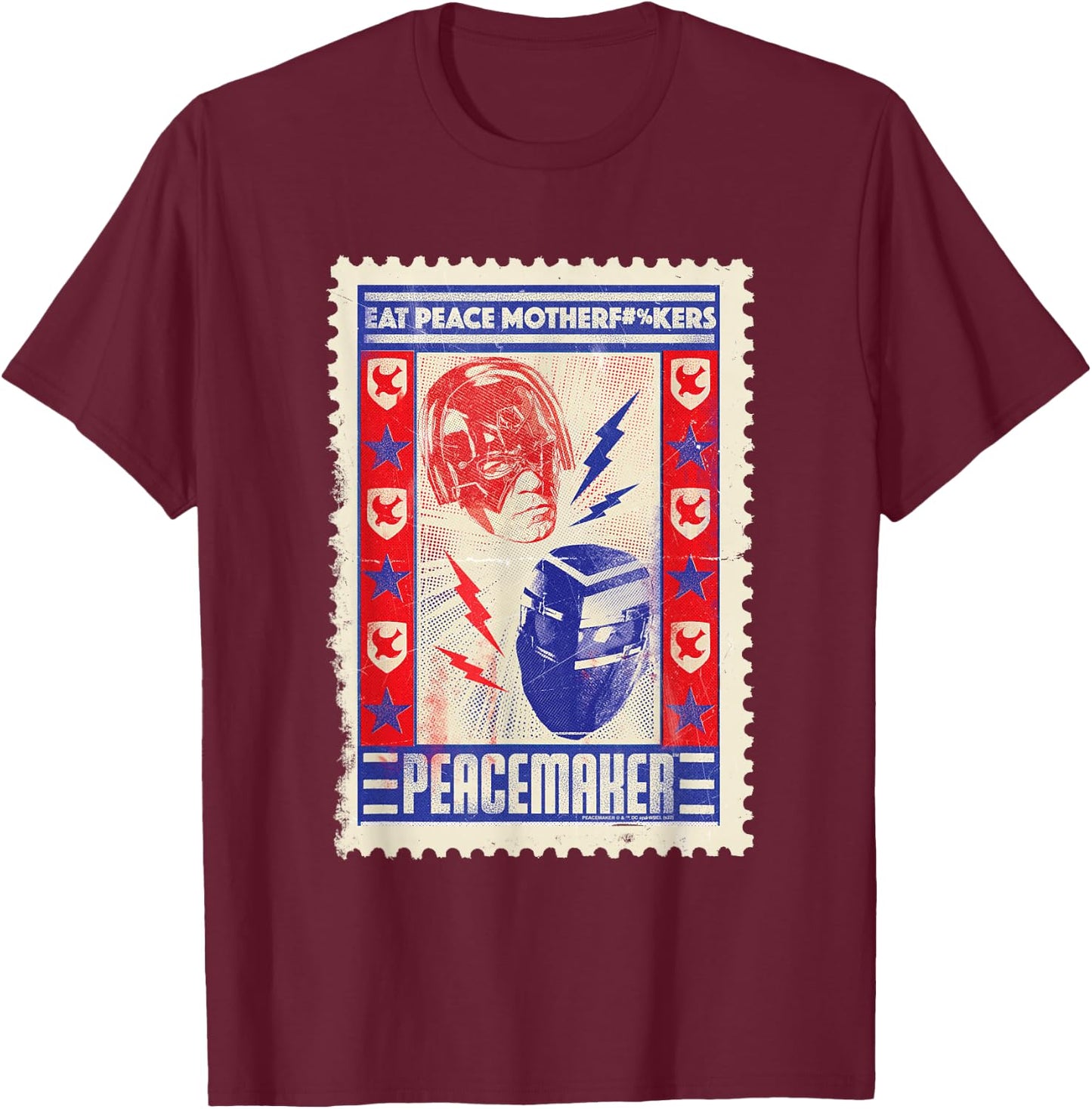 Peacemaker Eat Peace T-Shirt - T-Shirt | Maroon