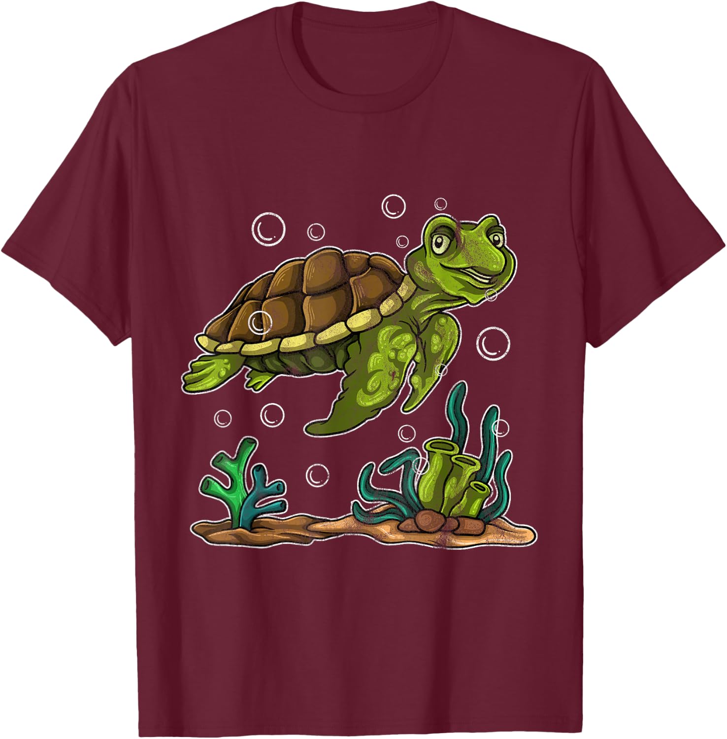 Turtle Girls Boys Tortuga Ocean Chill Turtle T-Shirt - T-Shirt | Maroon