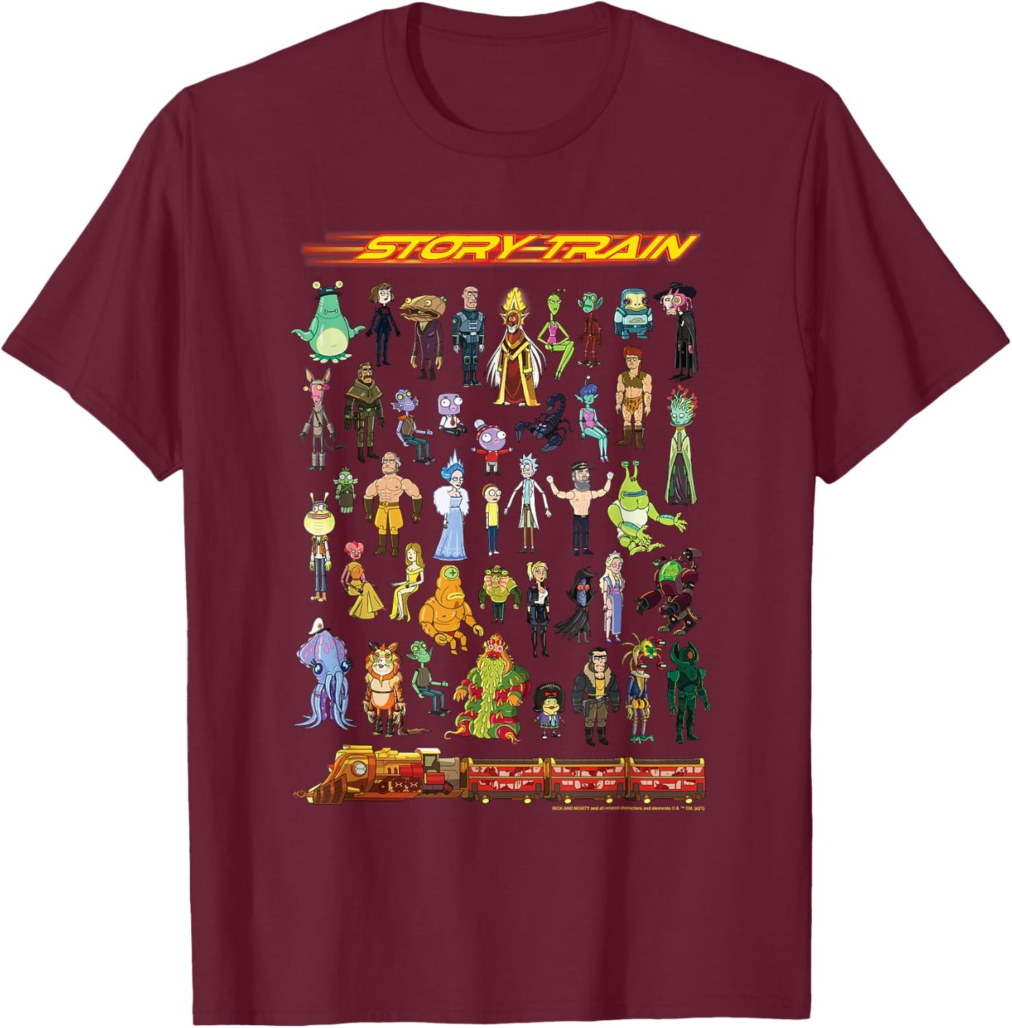 Rick and Morty Story Train Toy Set T-Shirt - T-Shirt | Maroon