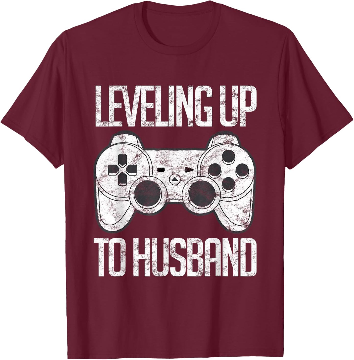 Leveling Up To Husband Groom Gamer Wedding T-Shirt - T-Shirt | Maroon