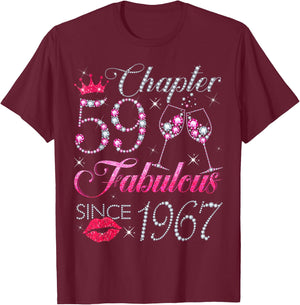 Chapter 59 Fabulous Since 1967 59Th Birthday Gift T-Shirt - T-Shirt | Maroon