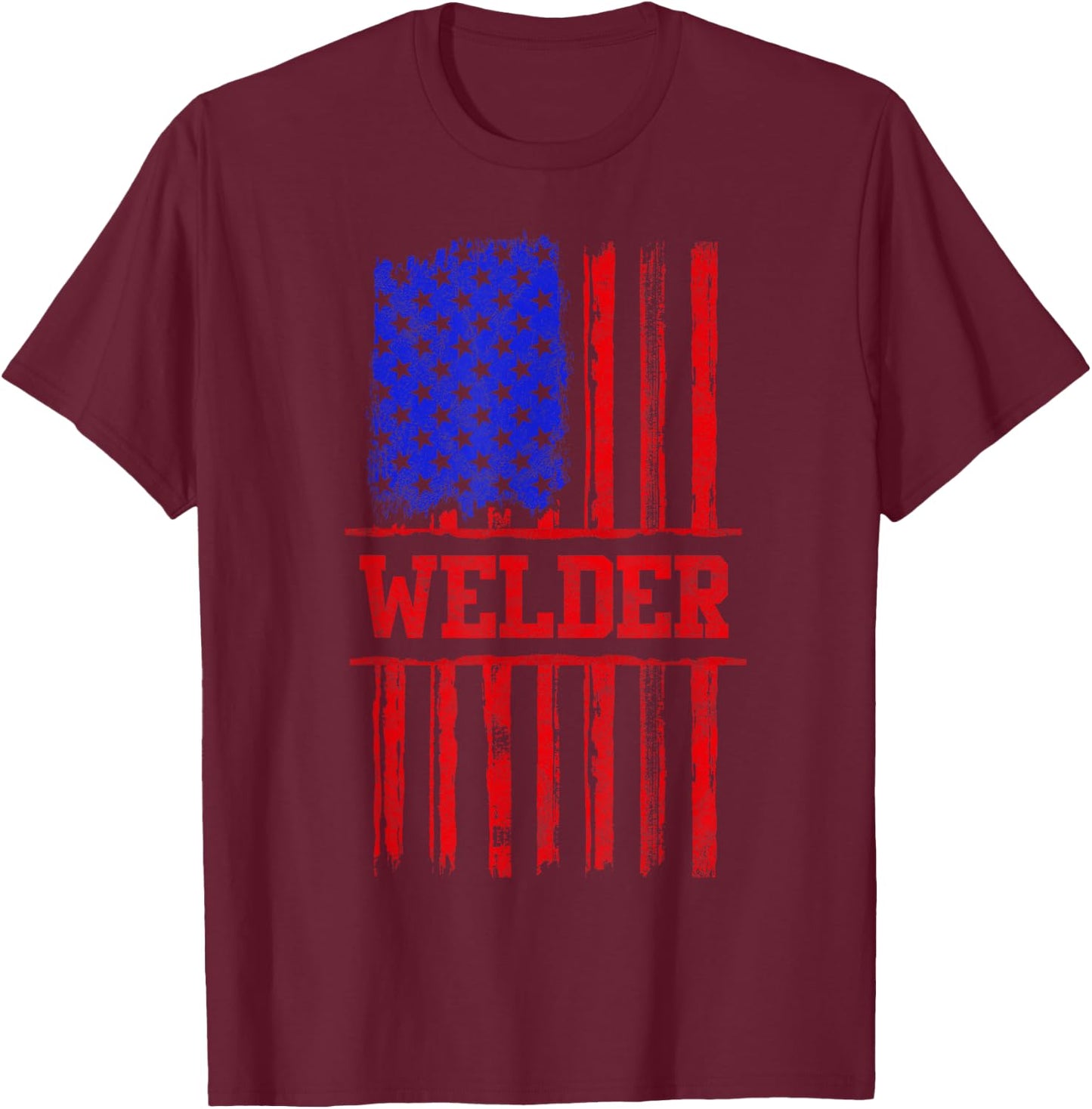 Welder American Flag Welding Gift Retro Usa Patriotic T-Shirt - T-Shirt | Maroon