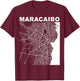 Venezuela Souvenir Maracaibo City Street Map T-Shirt - T-Shirt | Maroon