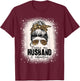 Raising My Husband Is Exhausting Leopard Messy Bun Bleached T-Shirt - T-Shirt | Maroon