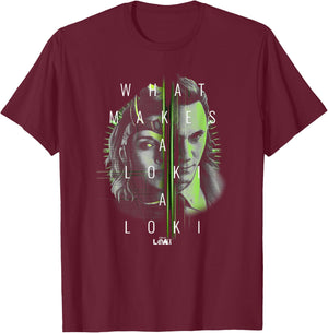 Marvel Loki Sylvie What Makes A Loki Split Face T-Shirt - T-Shirt | Maroon