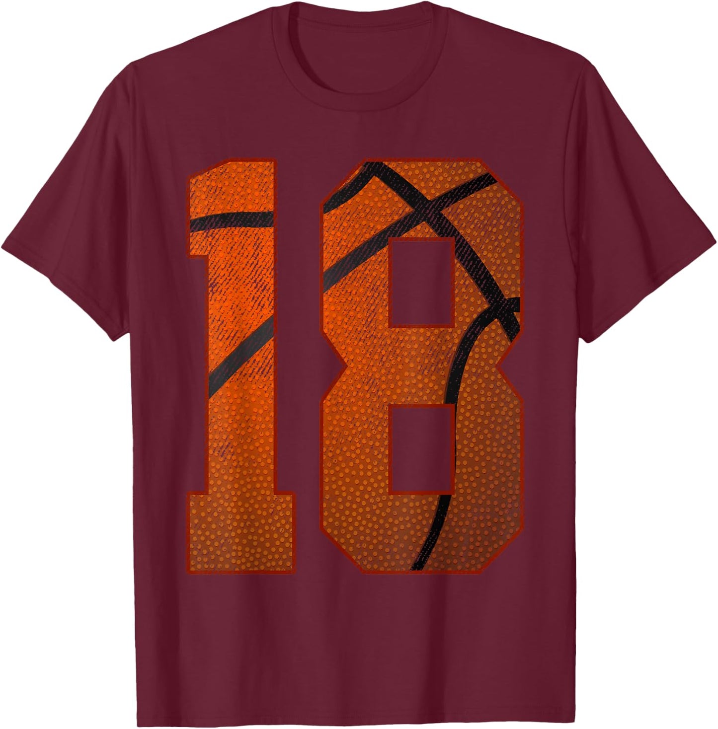 18th Birthday Party Eighteen 18 Year Old Basketball Bday Boy T-Shirt - T-Shirt | Maroon