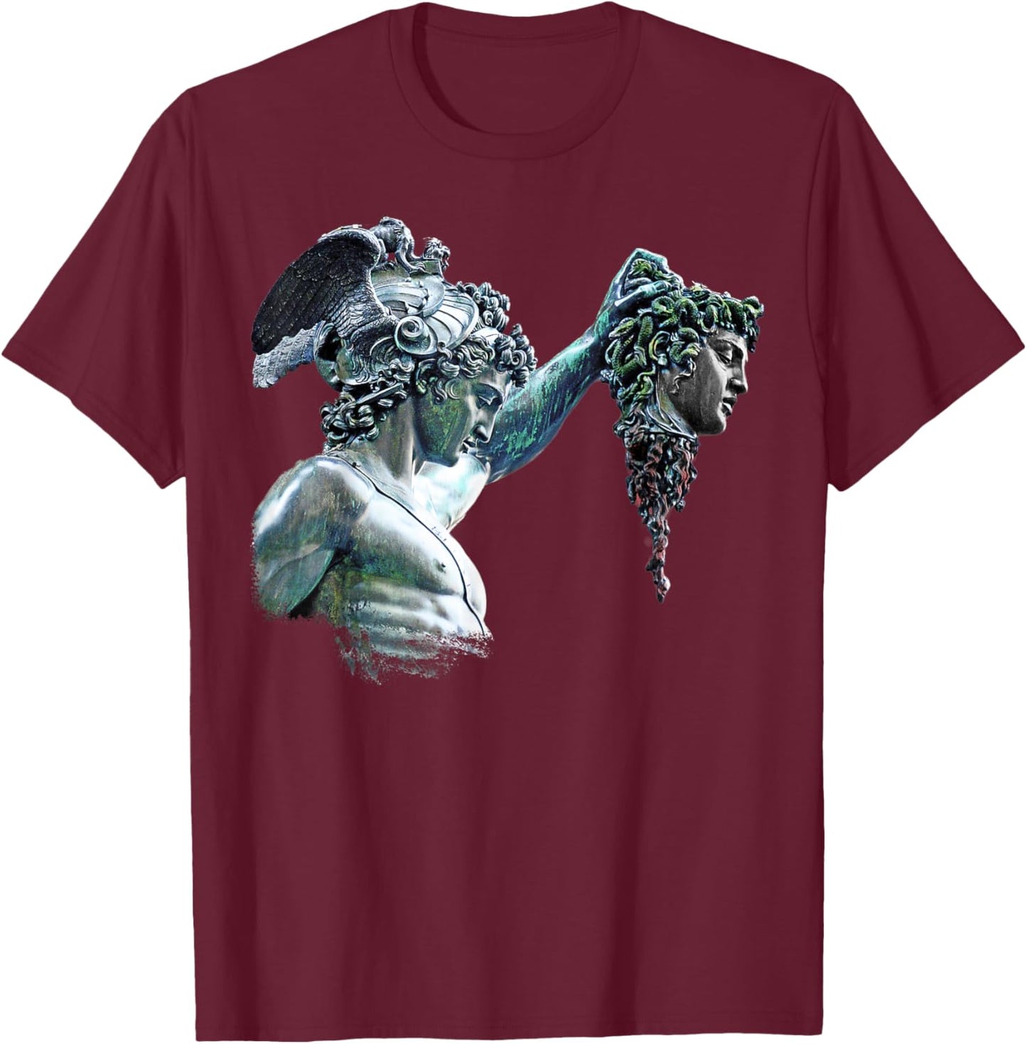Perseus and Medusa Statue T-Shirt - T-Shirt | Maroon