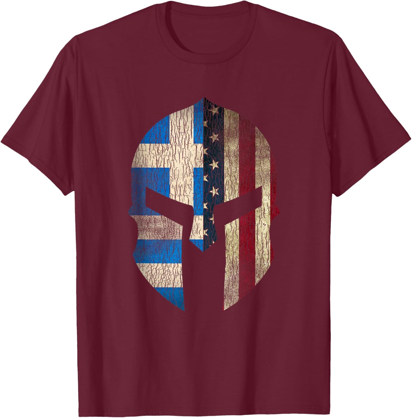Greek American Pride - Greece Spartan Helmet T-Shirt - T-Shirt | Maroon
