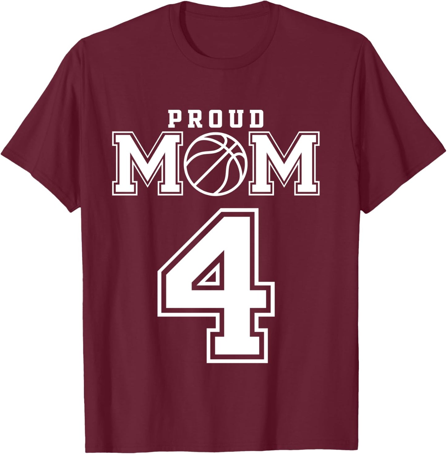Number 4 Custom Proud Basketball Mom Personalized T-Shirt - T-Shirt | Maroon