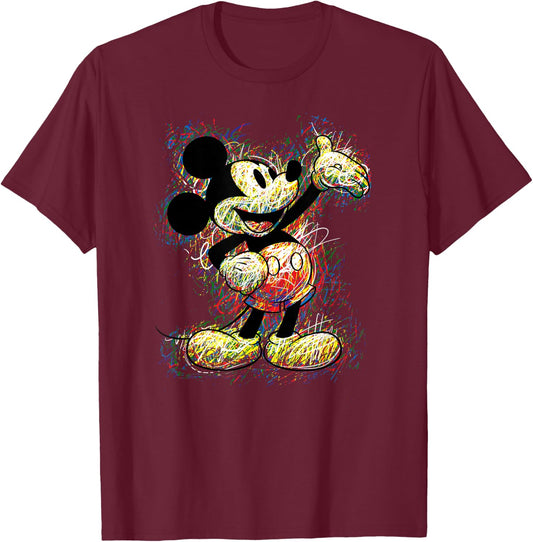 Disney - Mickey Mouse Scribble T-Shirt - T-Shirt | Maroon