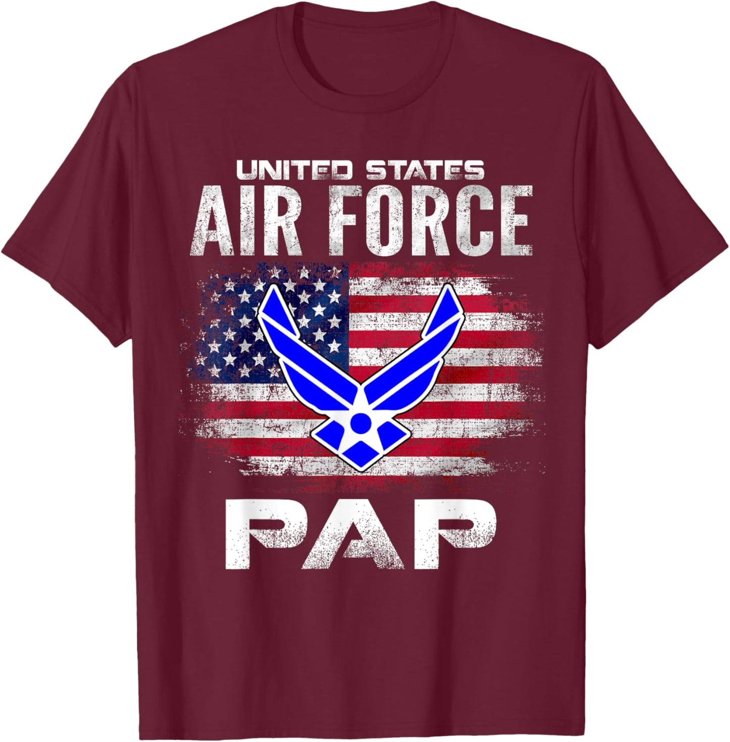 United States Flag American Air Force Pap Veteran Day T-Shirt - T-Shirt | Maroon