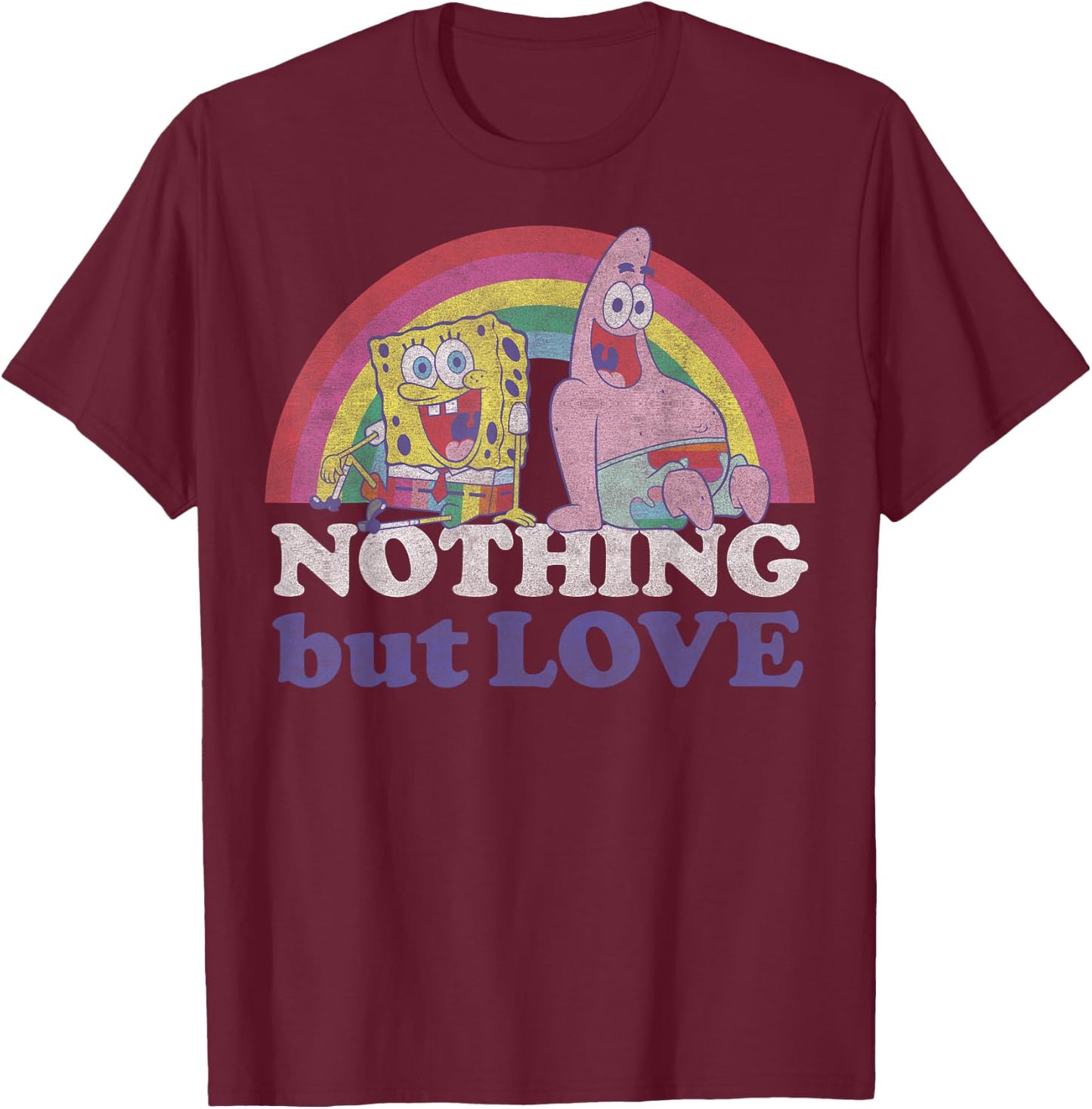 SpongeBob SquarePants Pride Nothing But Love Rainbow T-Shirt - T-Shirt | Maroon