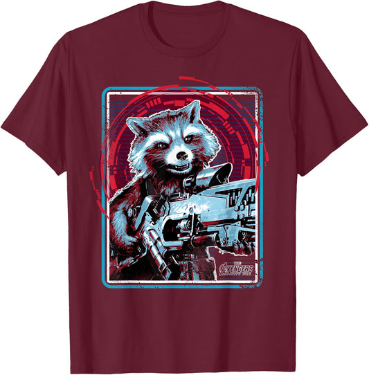 Marvel Infinity War Rocket Raccoon Digital Abstract T-Shirt - T-Shirt | Maroon
