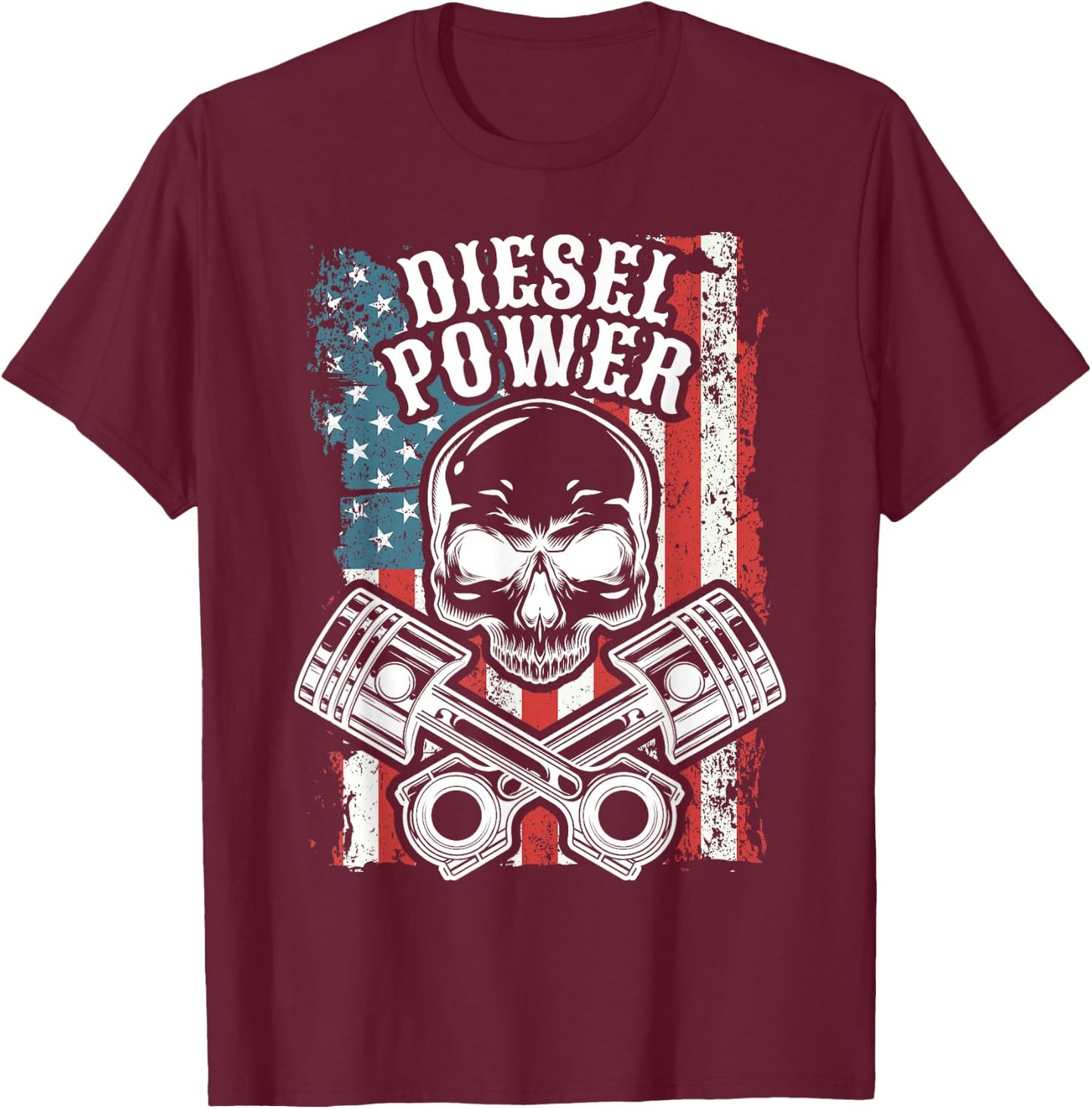 Truck And Car Mechanic USA Flag T-Shirt - T-Shirt | Maroon