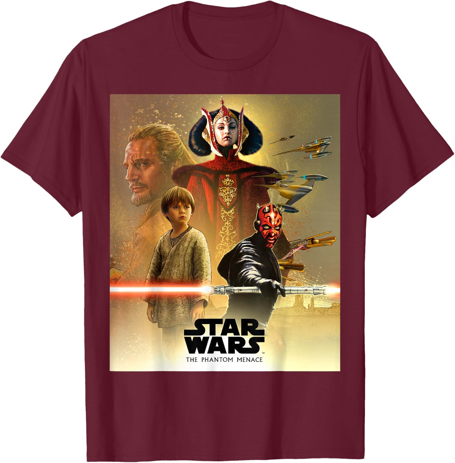 Star Wars Celebration Mural The Phantom Menace Logo T-Shirt - T-Shirt | Maroon