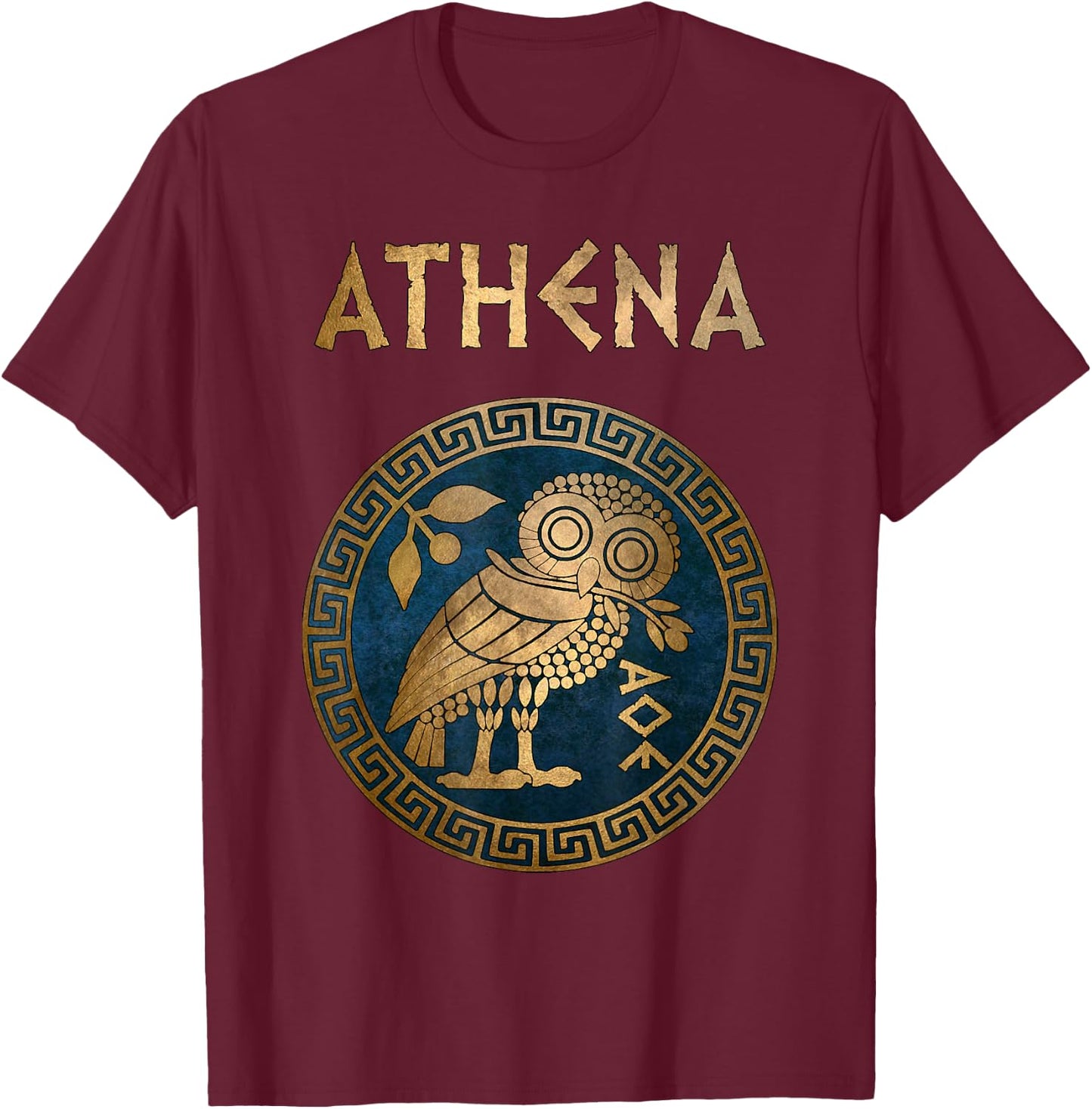 Athens Athenian Owl Symbol of Greek Goddess Athena T-Shirt - T-Shirt | Maroon