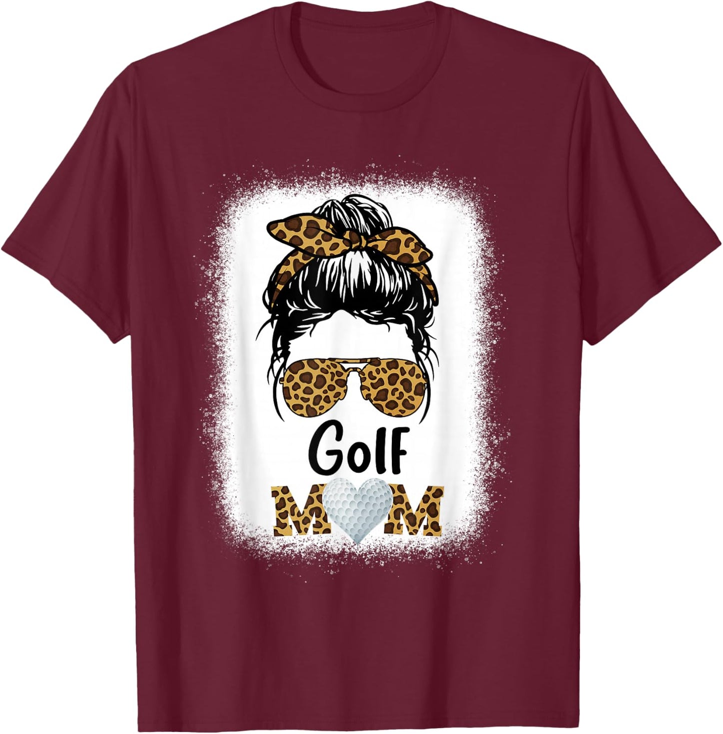 Golf Mom Bleached Leopard Cheetah Print Women Mama Funny T-Shirt - T-Shirt | Maroon