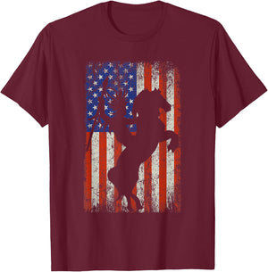 US Flag Indigenous Indian Horse Rider Native American T-Shirt - T-Shirt | Maroon