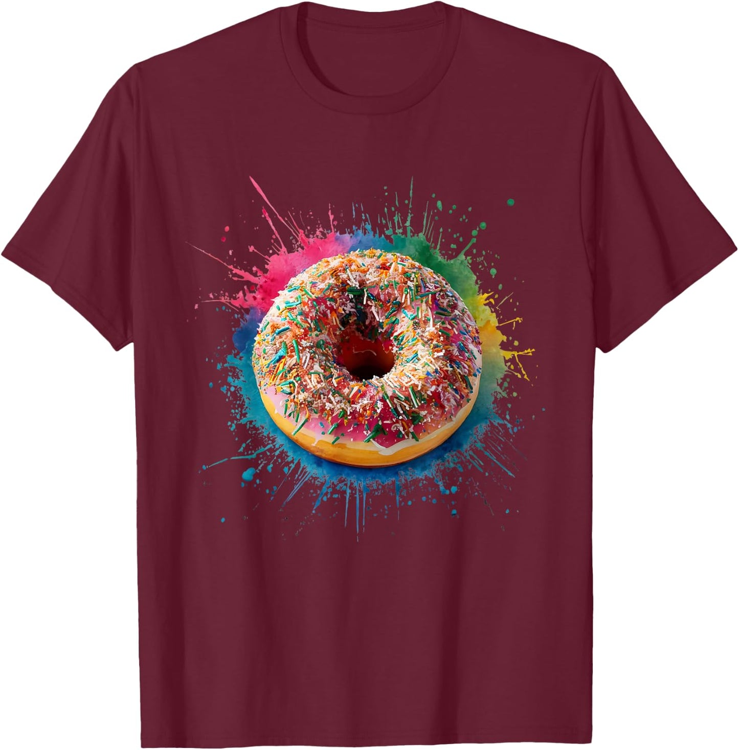 Baking Baker Men Woman Colorful Watercolor Donut T-Shirt - T-Shirt | Maroon