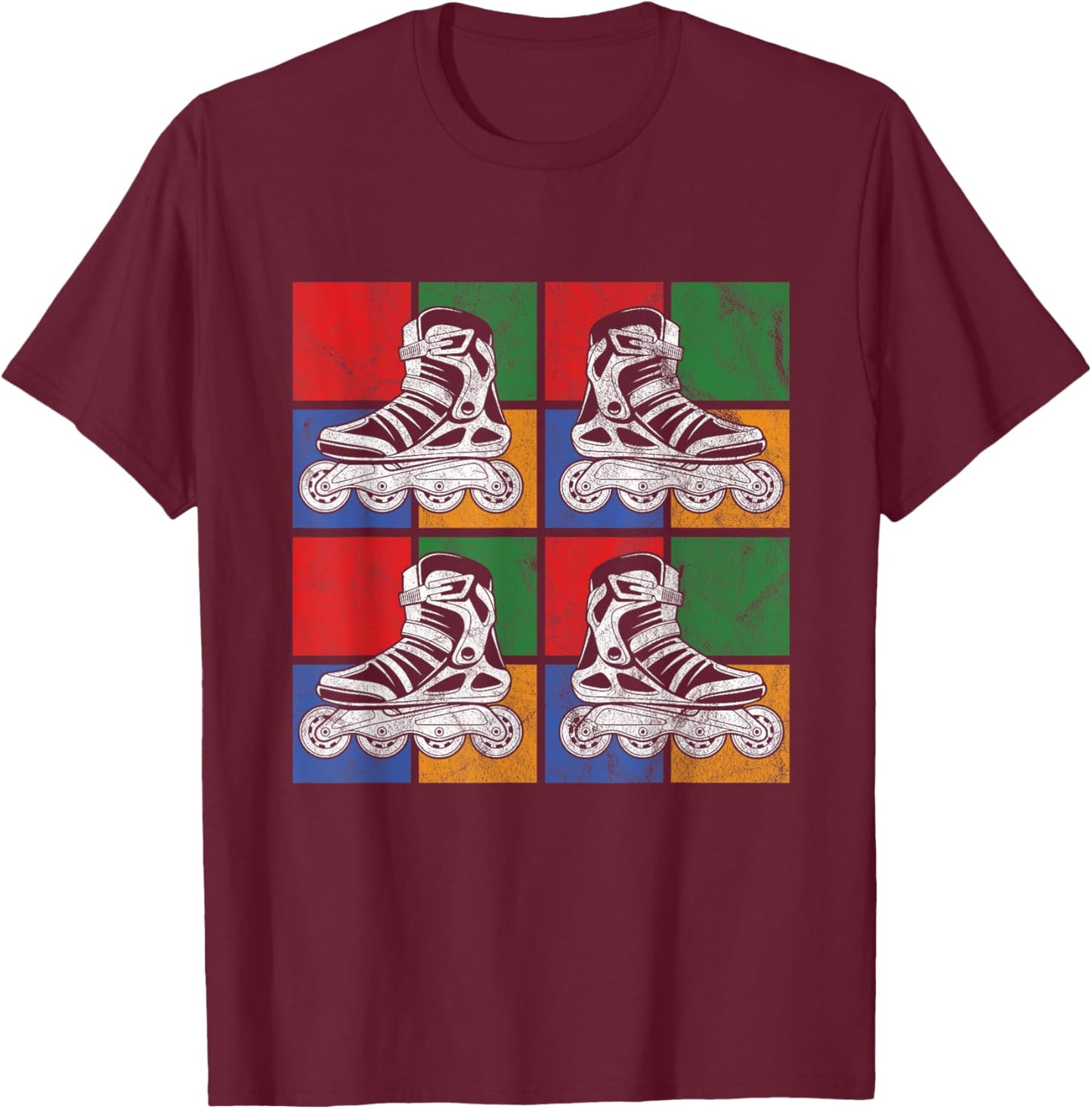 Inline Rollerblades Skater Skate Blades Roller Skating Gift T-Shirt - T-Shirt | Maroon