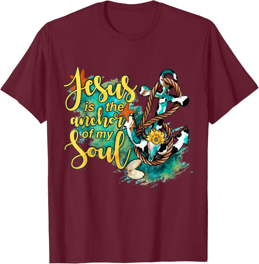 Christian Jesus is the Anchor of My Soul Starfish T-Shirt - T-Shirt | Maroon