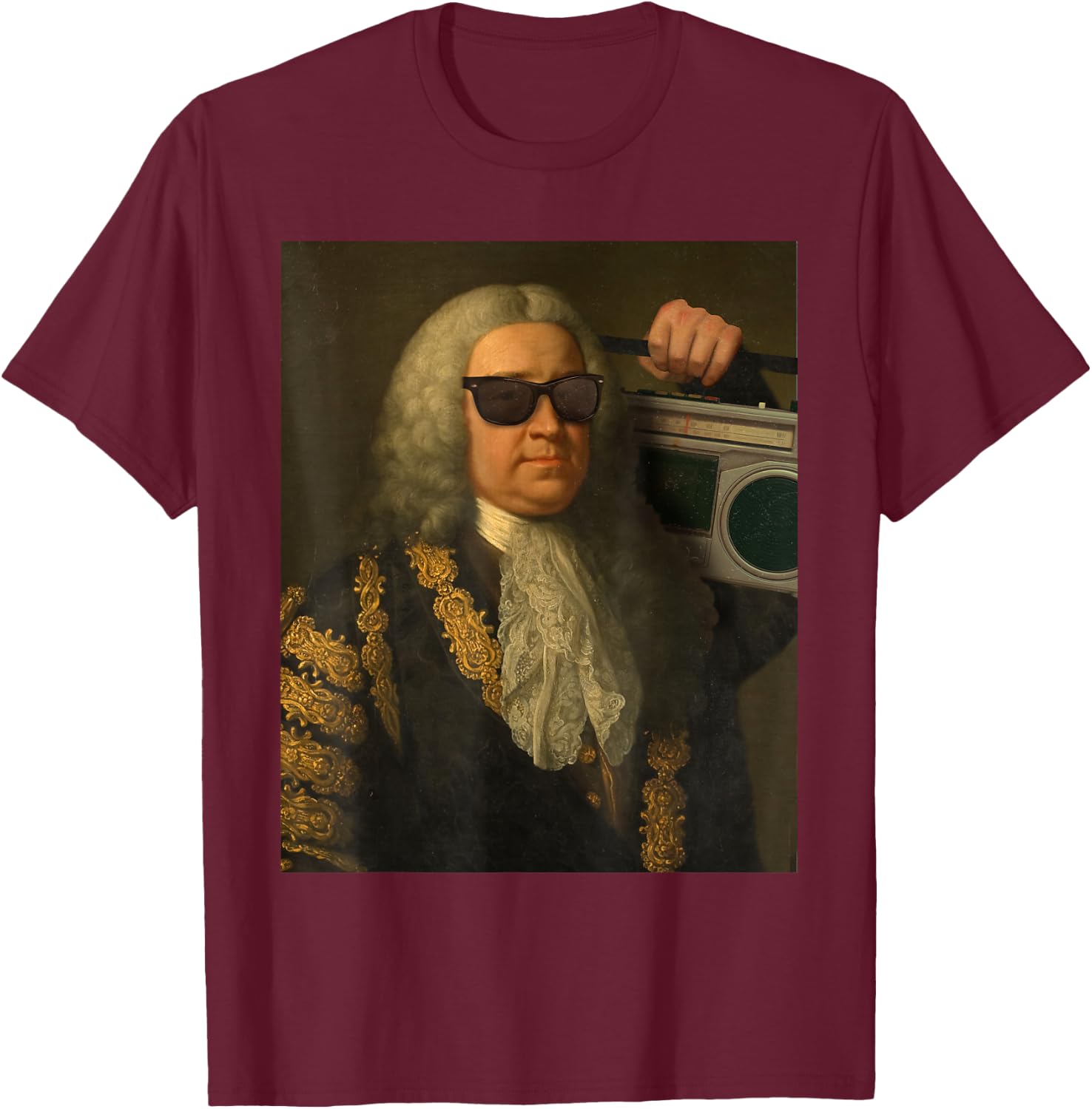Funny Bach Music Vintage Classical Art Costume T-Shirt - T-Shirt | Maroon