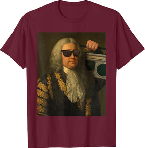 Funny Bach Music Vintage Classical Art Costume T-Shirt - T-Shirt | Maroon