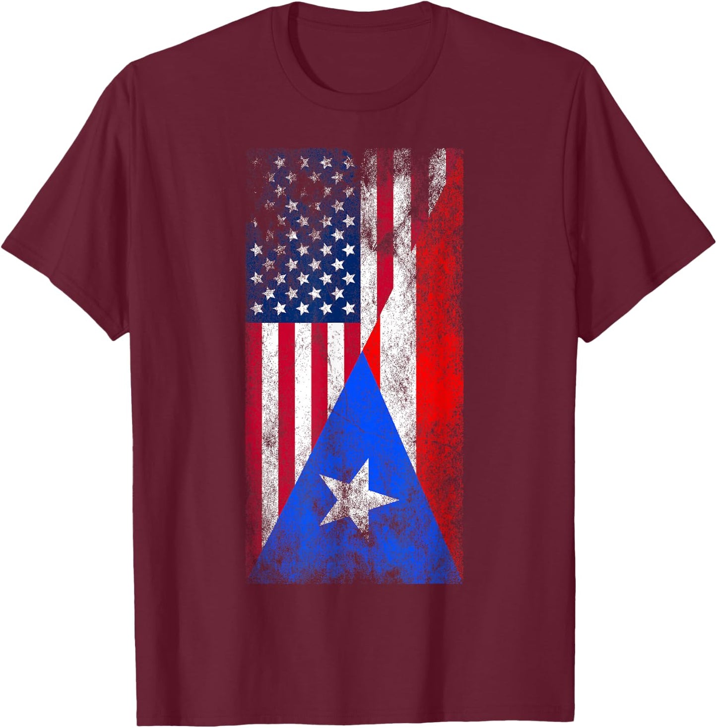 USA & Puerto Rico Flags - US of America, Puerto Rican T-Shirt - T-Shirt | Maroon