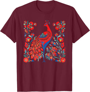 Firebird - Cute Floral Vintage Ukrainian Vyshyvanka Style T-Shirt - T-Shirt | Maroon