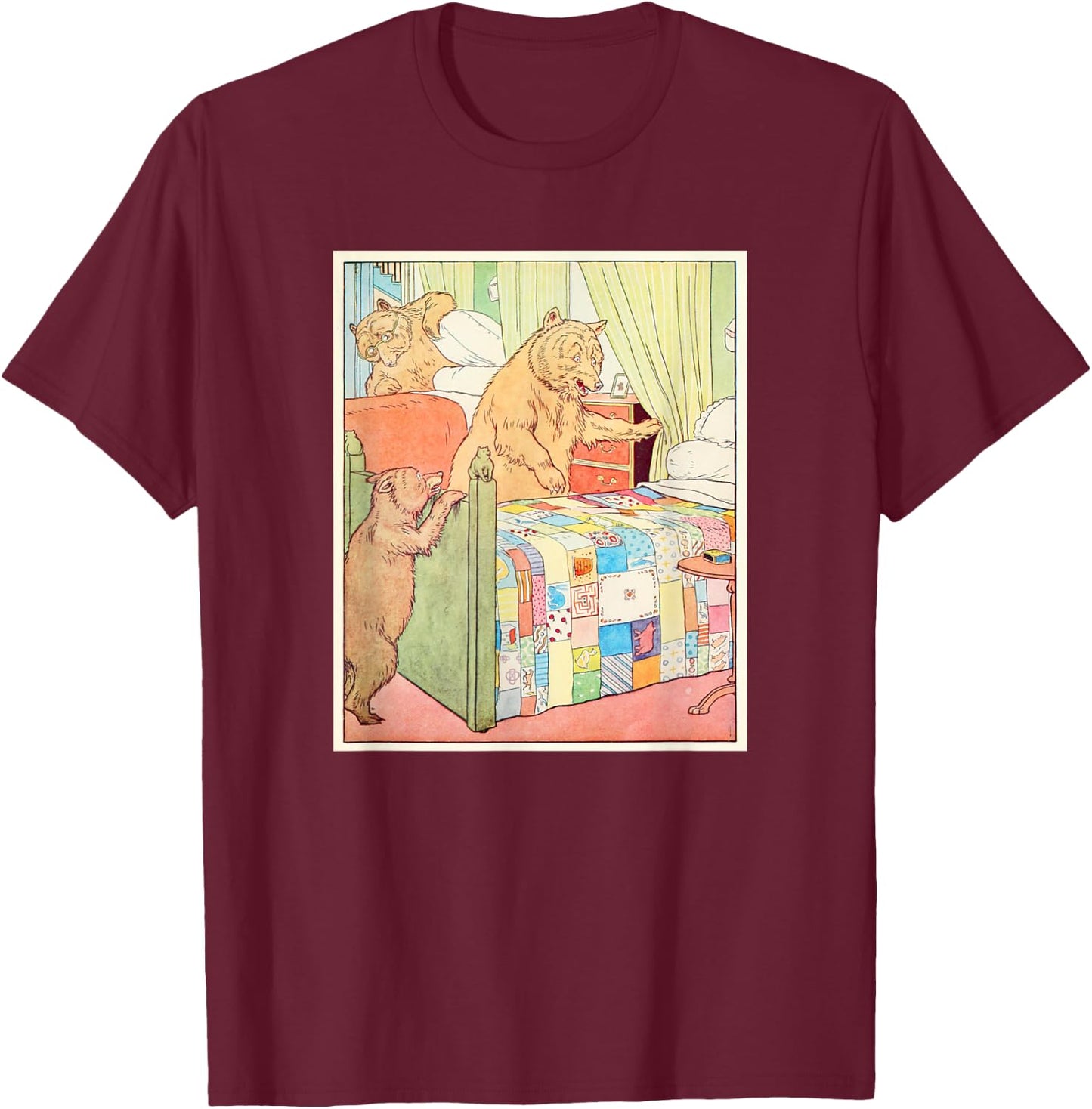 Goldilocks and The Three Bears - Someone Sleeping in Our Bed T-Shirt - T-Shirt | Maroon
