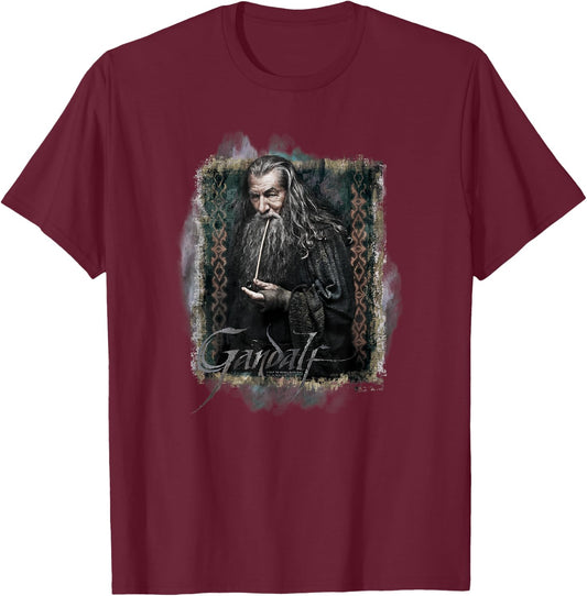 Warner Bros. Hobbit Gandalf -Adults & Kids , Grey, Small, Short Sleeve, Classic Fit T-Shirt - T-Shirt | Maroon