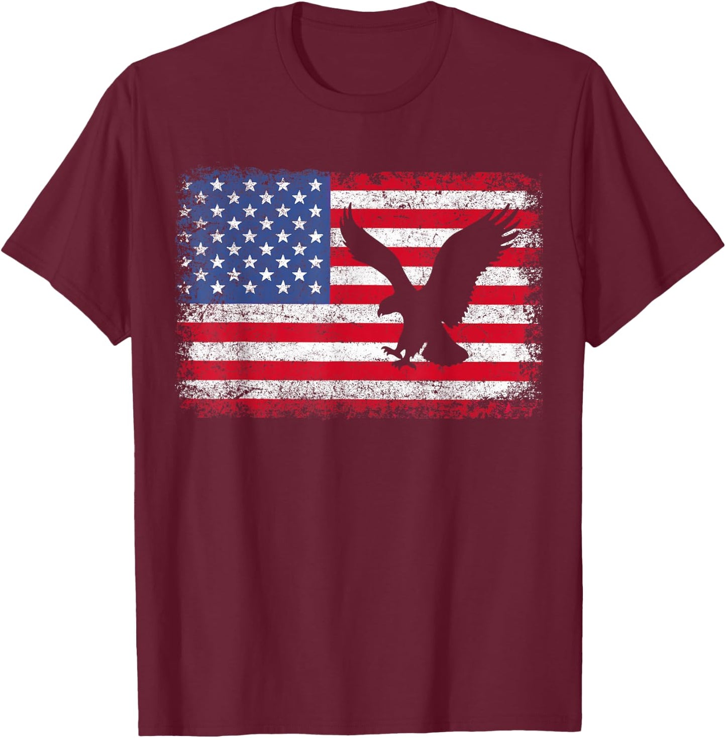 American Flag Eagle USA T Shirt T-Shirt - T-Shirt | Maroon