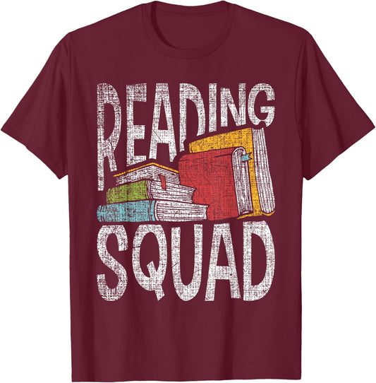 Reading Squad - Book Lover Reading Teacher Bookworm Women Girls Kids T-Shirt - T-Shirt | Maroon