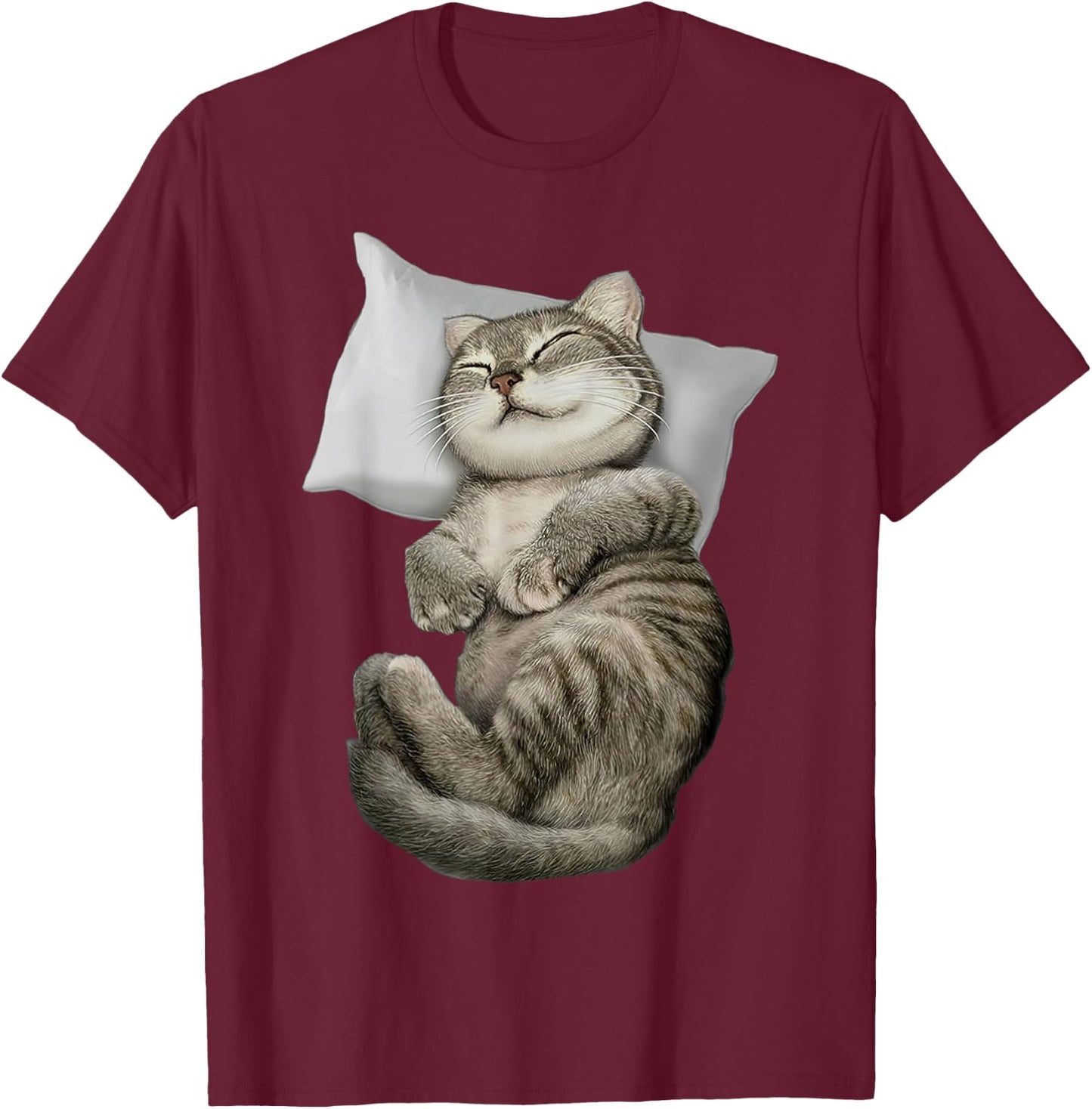 Cat Sleeping On Pillow Cute Cat Sleeping Angel Women T-Shirt - T-Shirt | Maroon