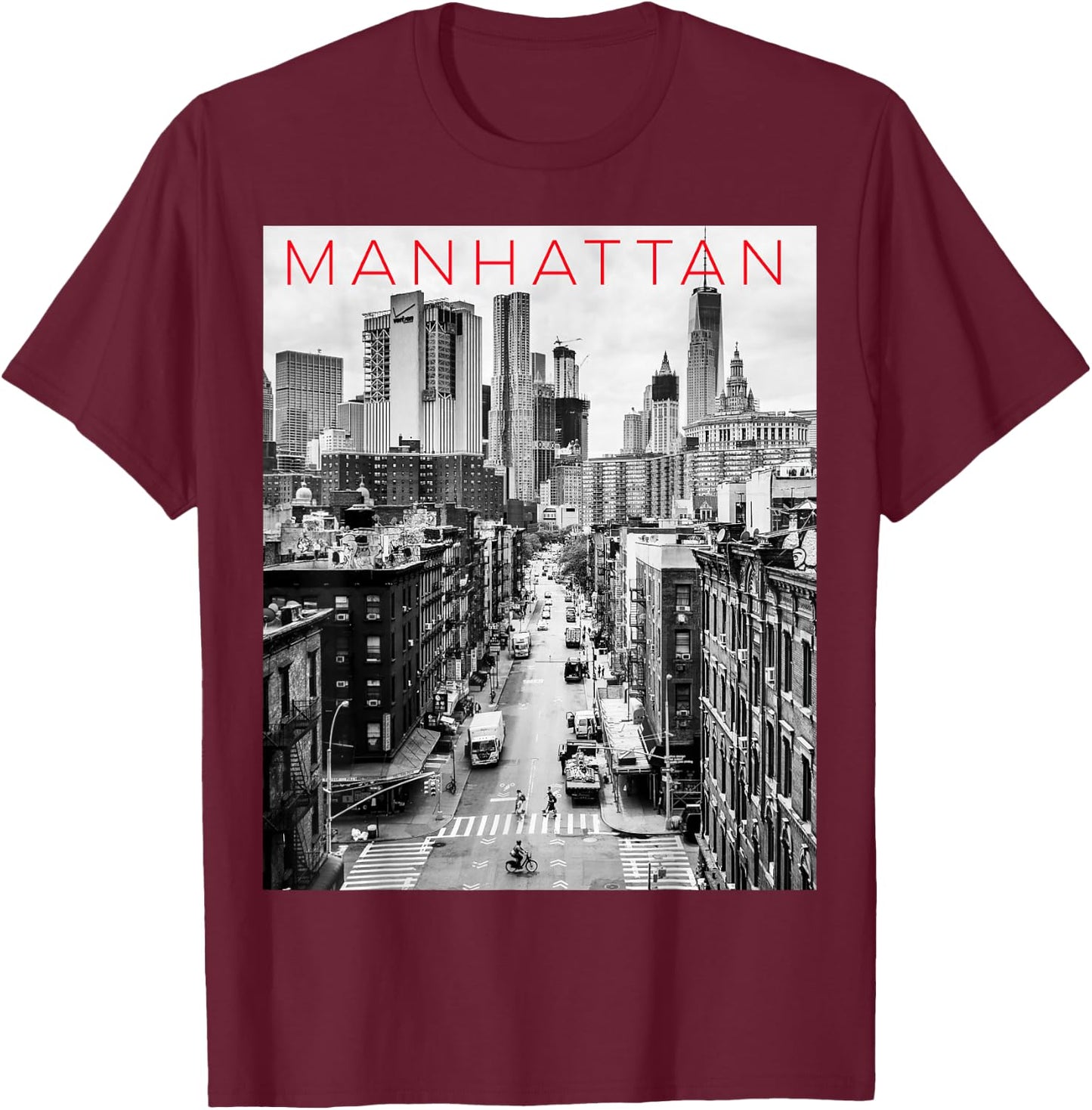 Manhattan T Shirt NYC New York City T-Shirt - T-Shirt | Maroon