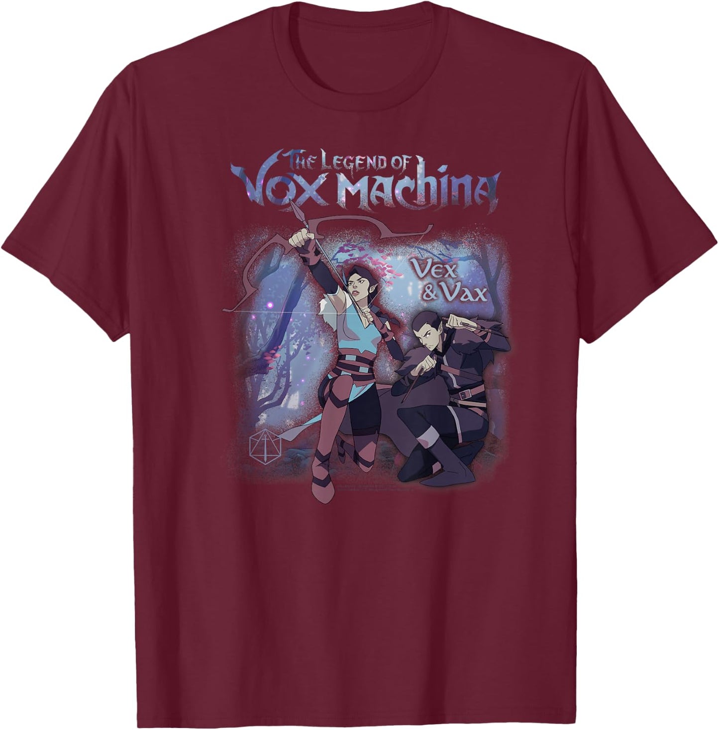 The Legend of Vox Machina Vex and Vax Forest Scene T-Shirt - T-Shirt | Maroon